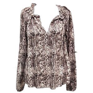 Marie Oliver 100% silk long sleeve snakeskin pattern blouse
